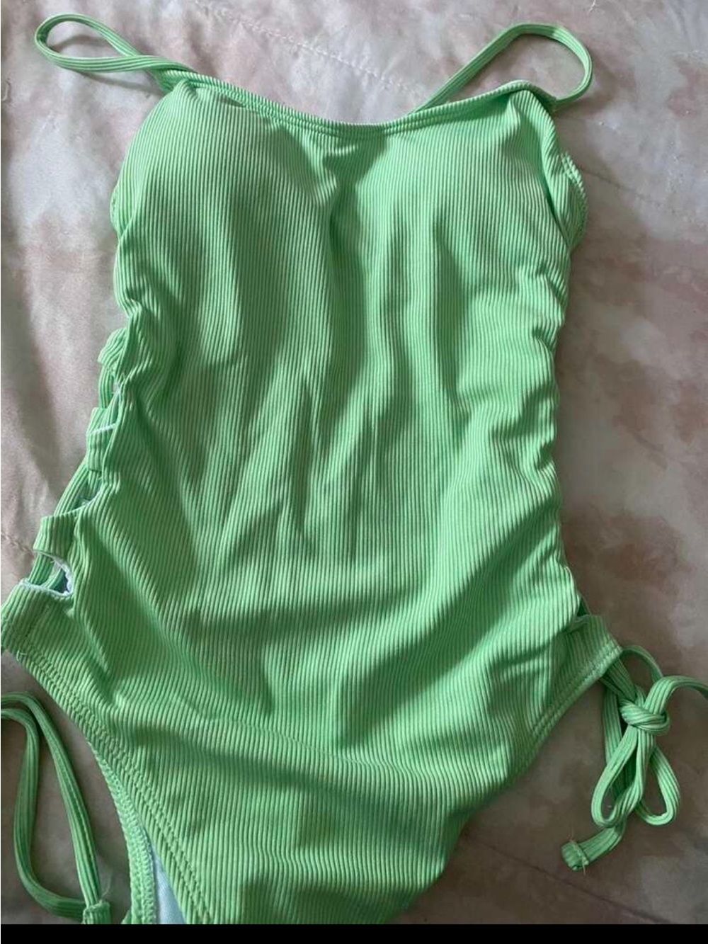 Green Ribbed One-Piece Swimsuit - Picture 4 of 4